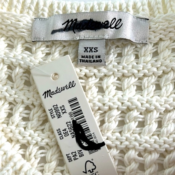 🆕NWT! Madewell Women’s Open Knit Top Sweater Tank Bright Ivory Pull over SZ XXS - Picture 5 of 6